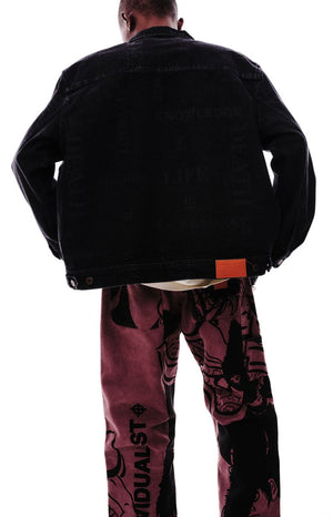 Kintaro Print Carpenter Pant - Merlot