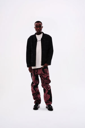 Kintaro Print Carpenter Pant - Merlot
