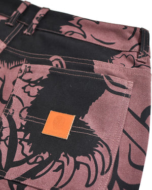 Kintaro Print Carpenter Pant - Merlot