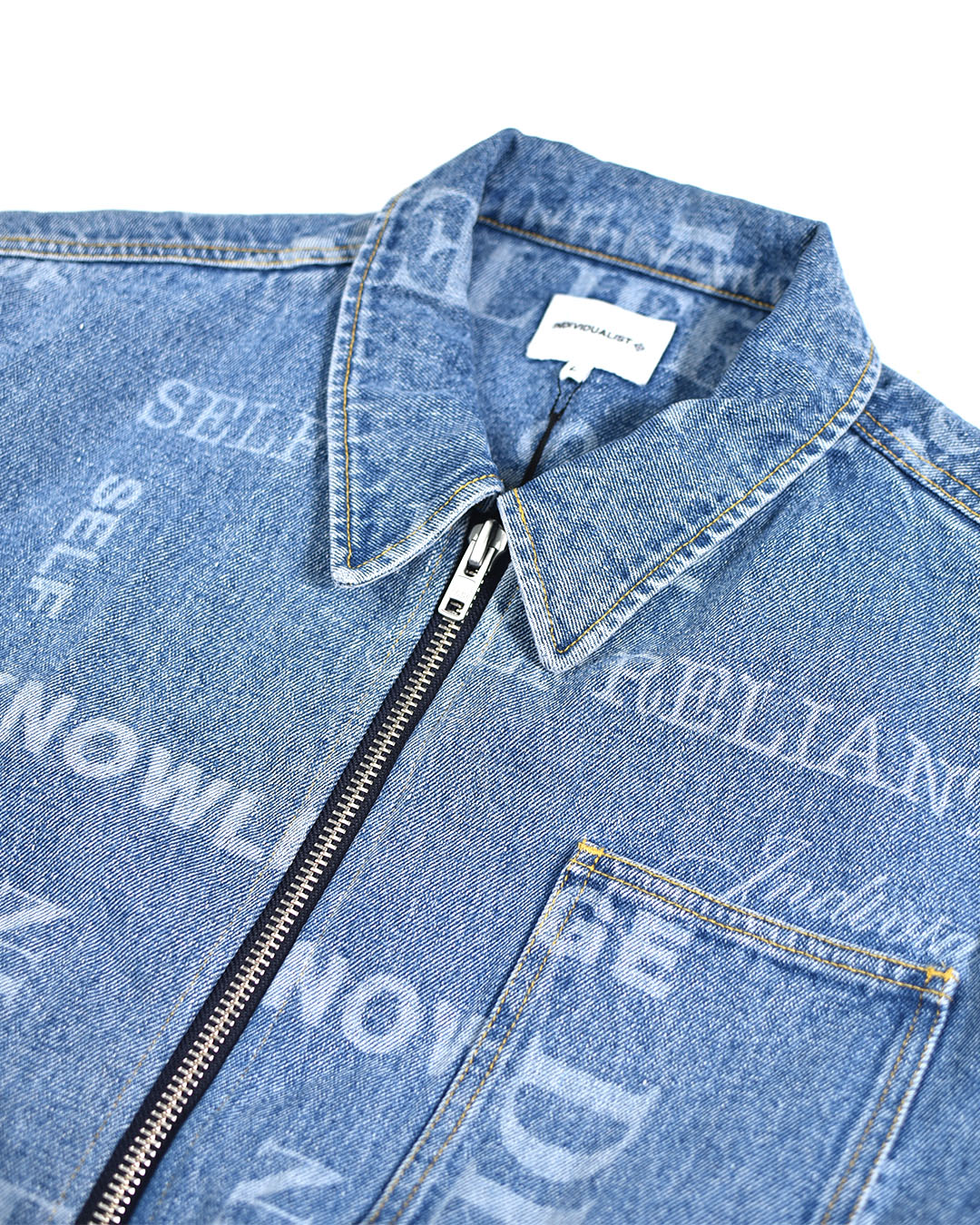 Knowledge Laser Print Chore Jacket - Indigo Denim