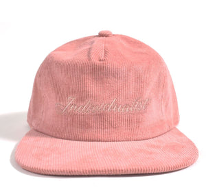 Script Logo 5-Panel Corduroy Snapback - Pink