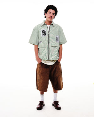 3 Panel Zip Up Work Shirt - Green