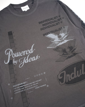 Power Test Print LS Tee - Charcoal