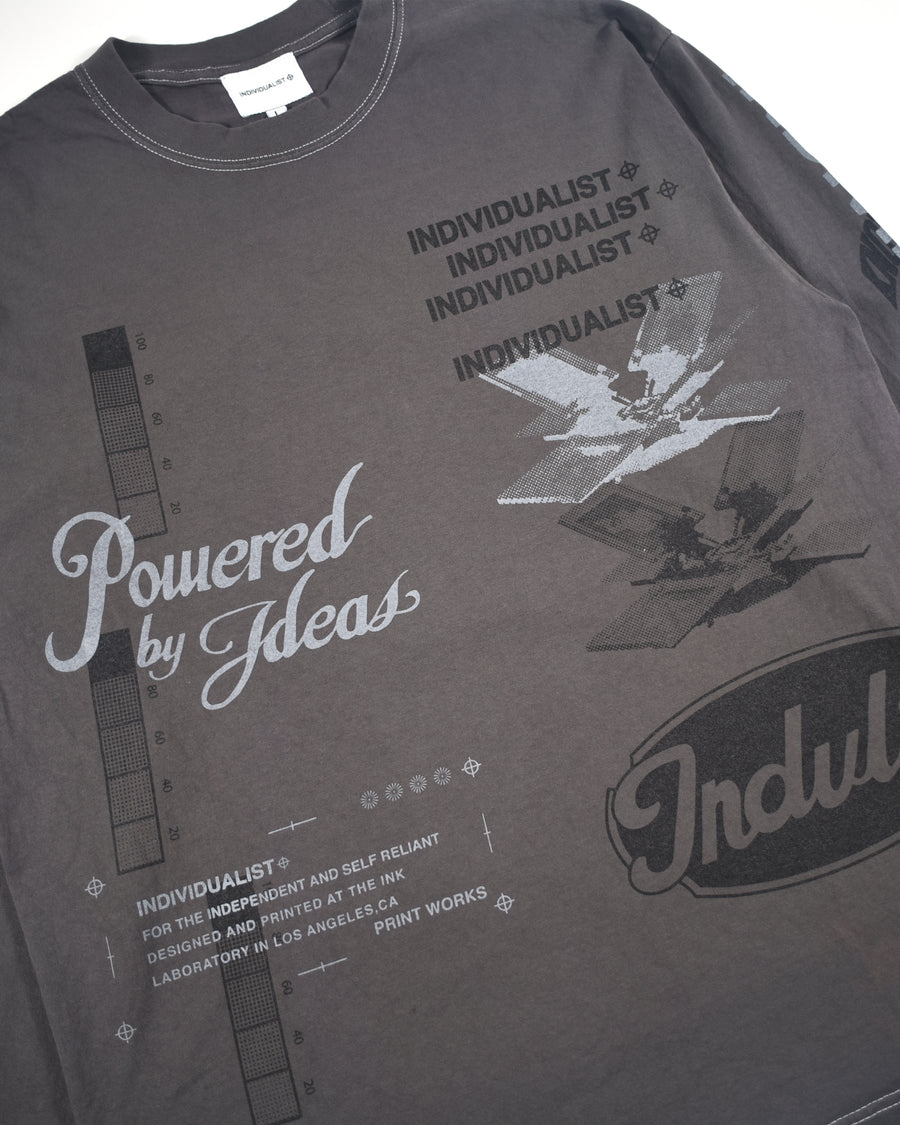 Power Test Print LS Tee - Charcoal