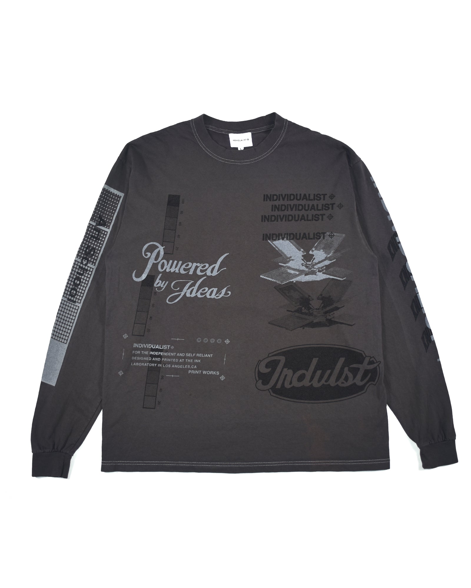 Power Test Print LS Tee - Charcoal