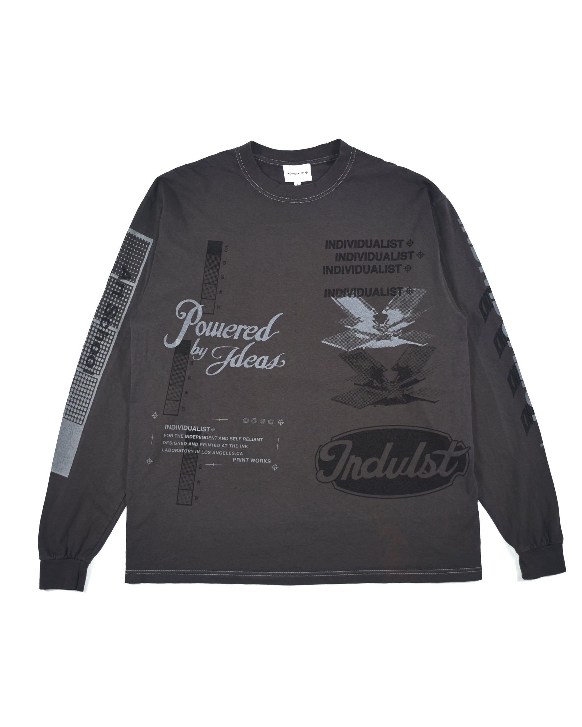Power Test Print LS Tee - Charcoal
