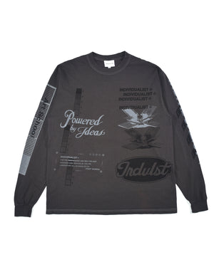 Power Test Print LS Tee - Charcoal