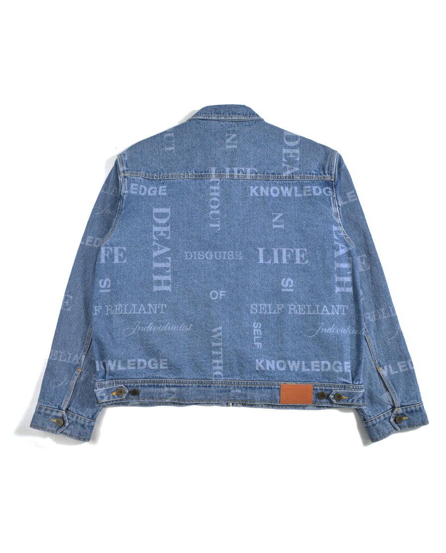 Knowledge Laser Print Chore Jacket - Indigo Denim