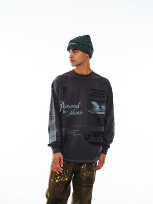 Power Test Print LS Tee - Charcoal