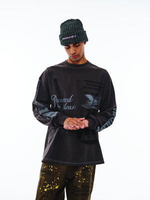 Power Test Print LS Tee - Charcoal