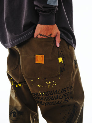 Test Print Carpenter Pant - Olive