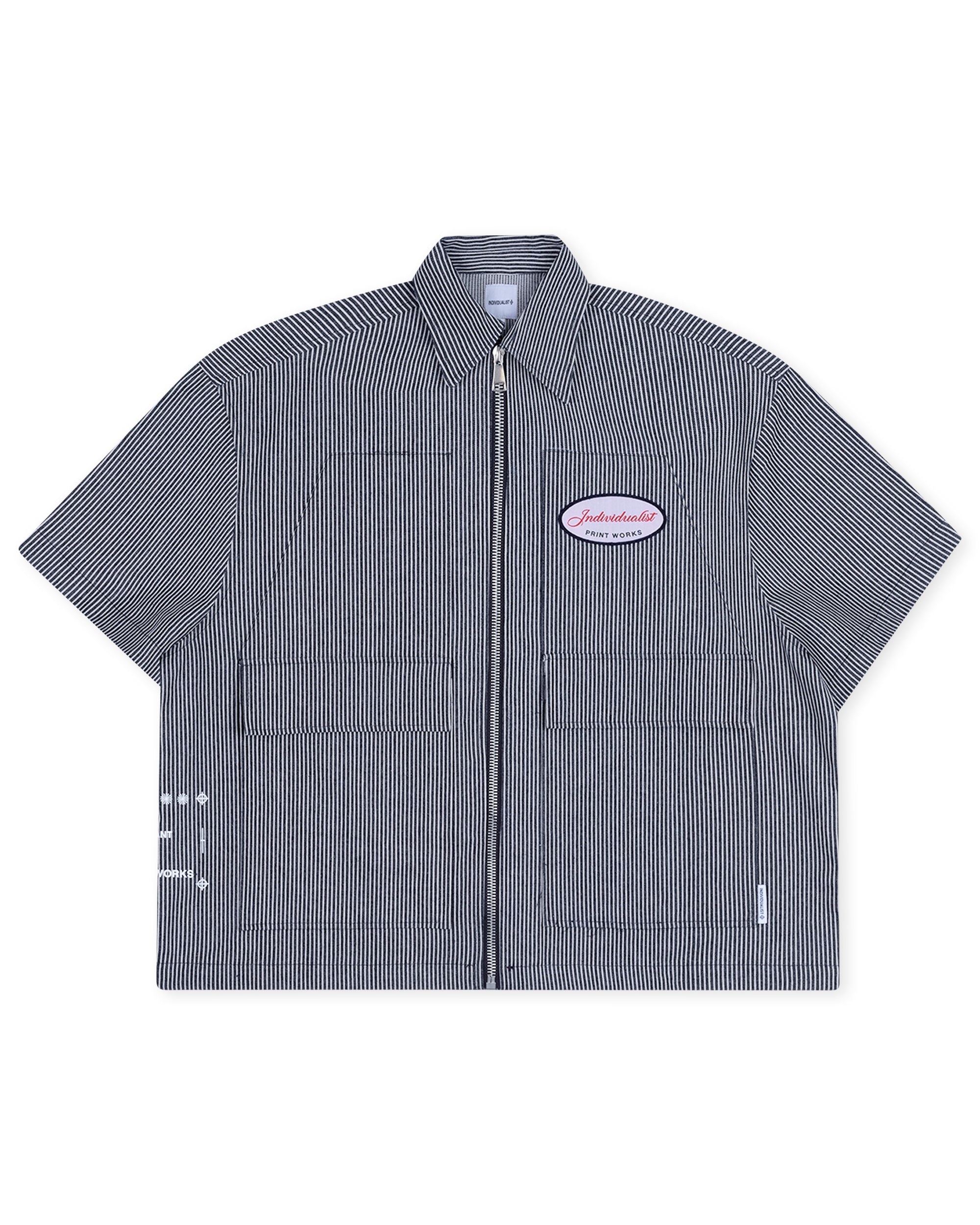 Work Zipper Shirt - Pinstripe