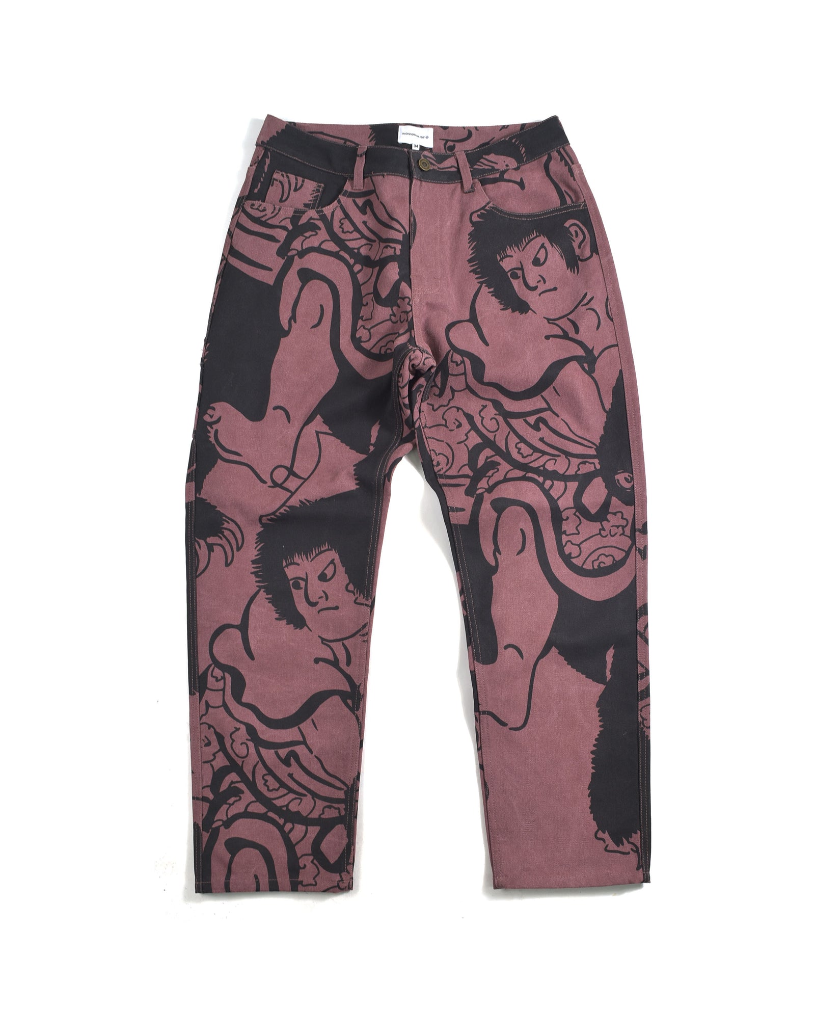 Kintaro Print Carpenter Pant - Merlot