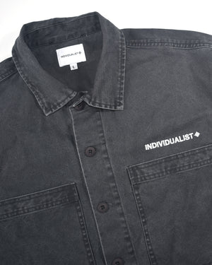 Printed Military LS Shirt - Grey