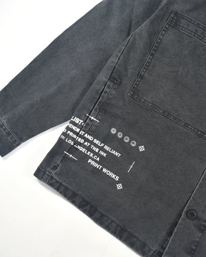 Printed Military LS Shirt - Grey