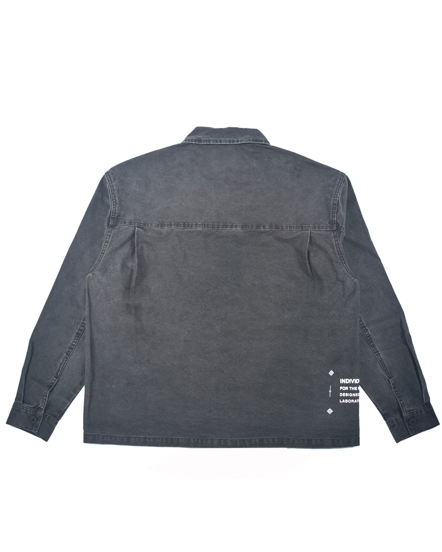 Printed Military LS Shirt - Grey