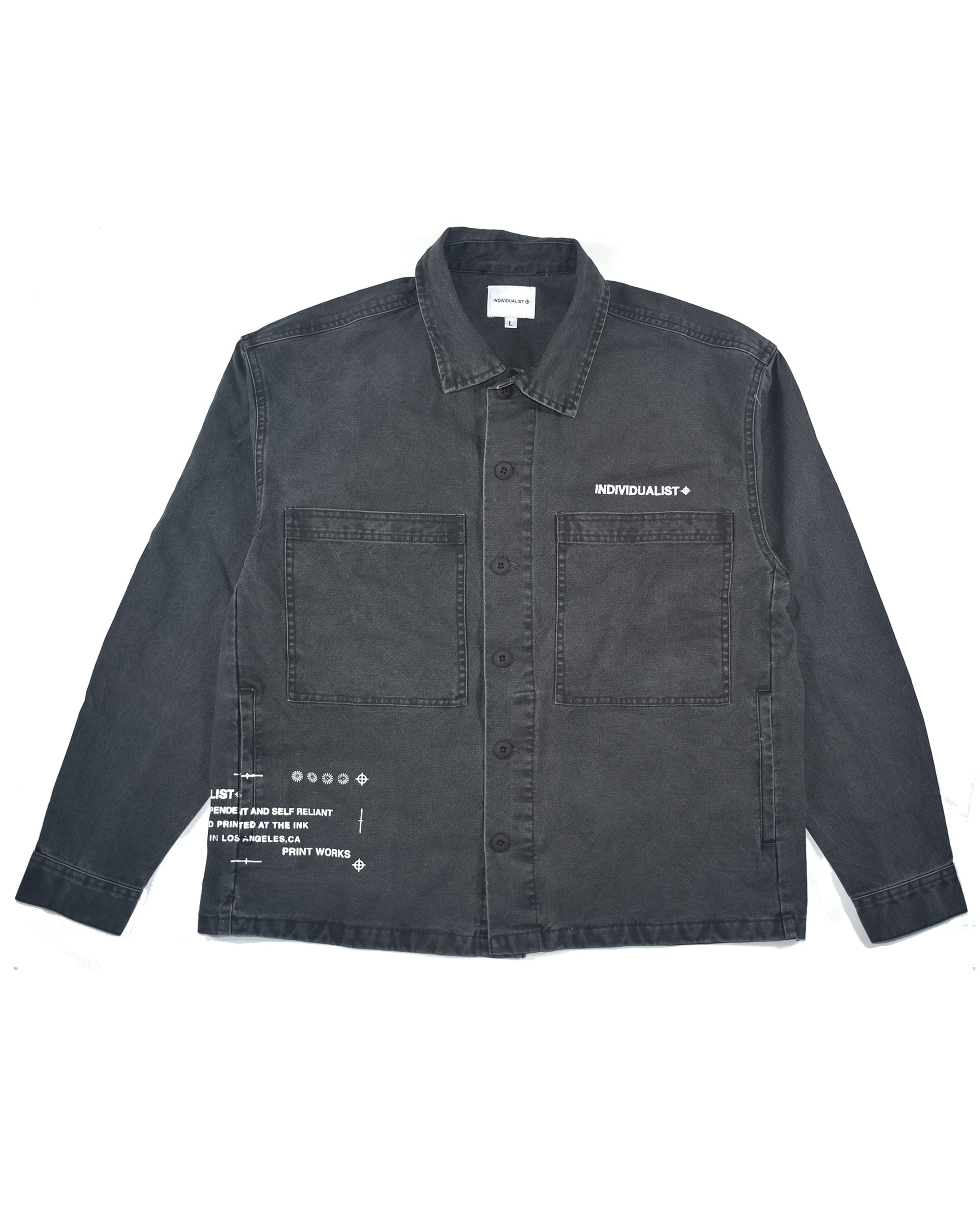 Printed Military LS Shirt - Grey