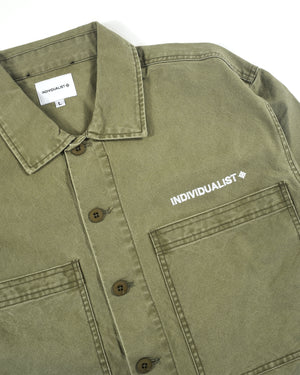 Printed Military LS Shirt - Olive
