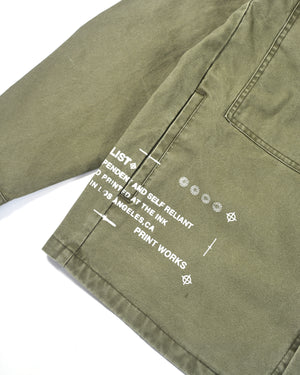 Printed Military LS Shirt - Olive