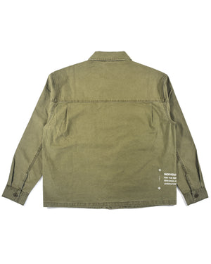 Printed Military LS Shirt - Olive
