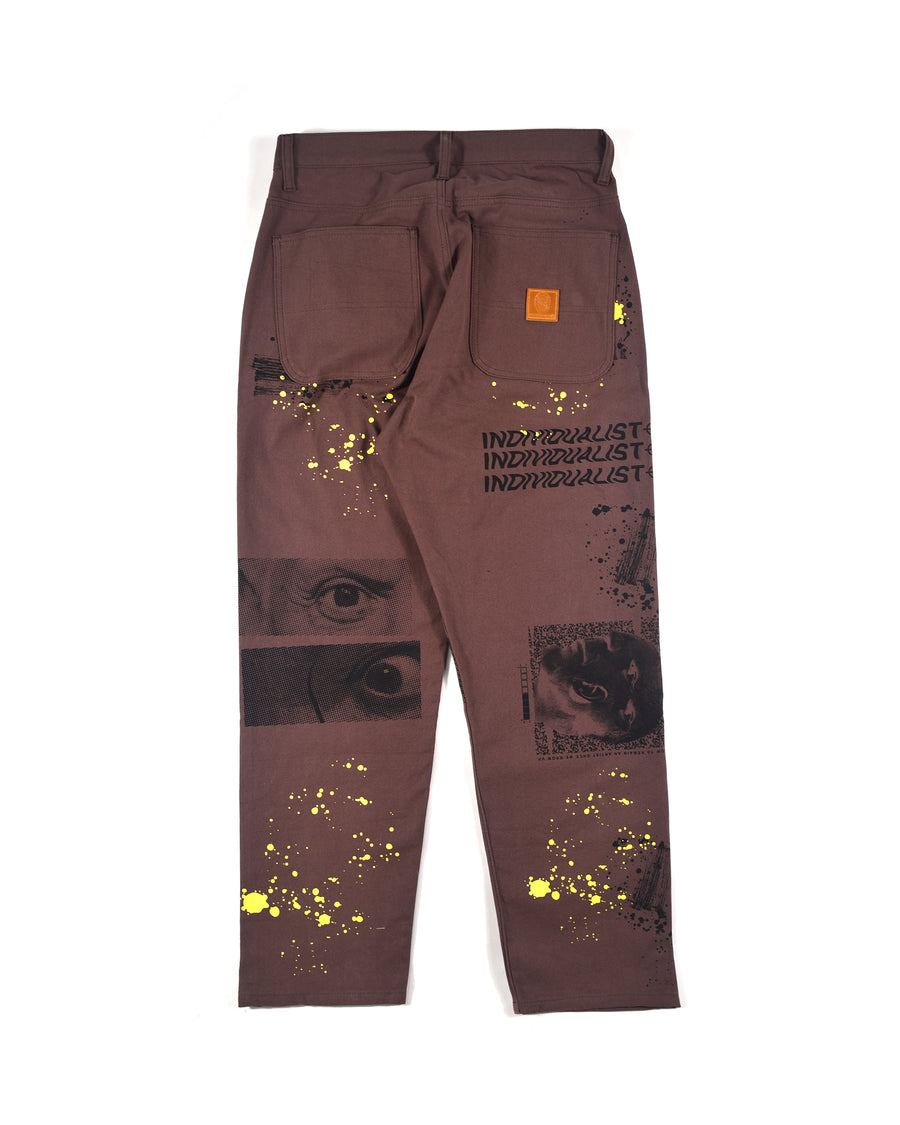 Test Print Carpenter Pant - Brown