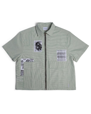 3 Panel Zip Up Work Shirt - Green