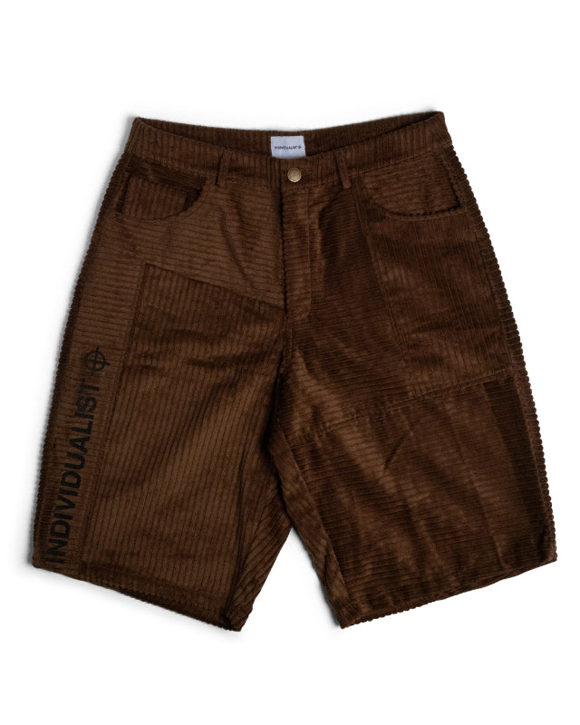 Paneled Corduroy Big Boy Shorts - Chocolate