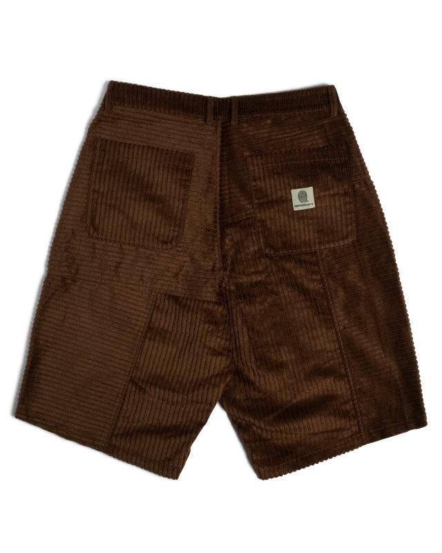 Paneled Corduroy Big Boy Shorts - Chocolate