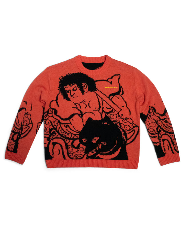 Kintaro Big Print Knit Jumper - Orange